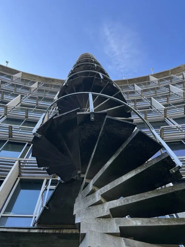 An architectural detail of UNESCO House in Paris