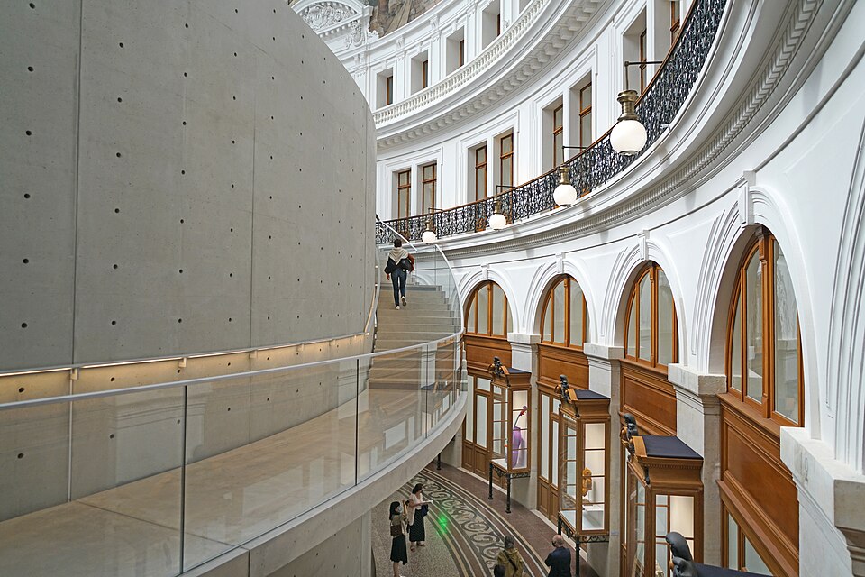 Concrete cylinder by Tadao Ando inside the Bourse de Commerce in Paris