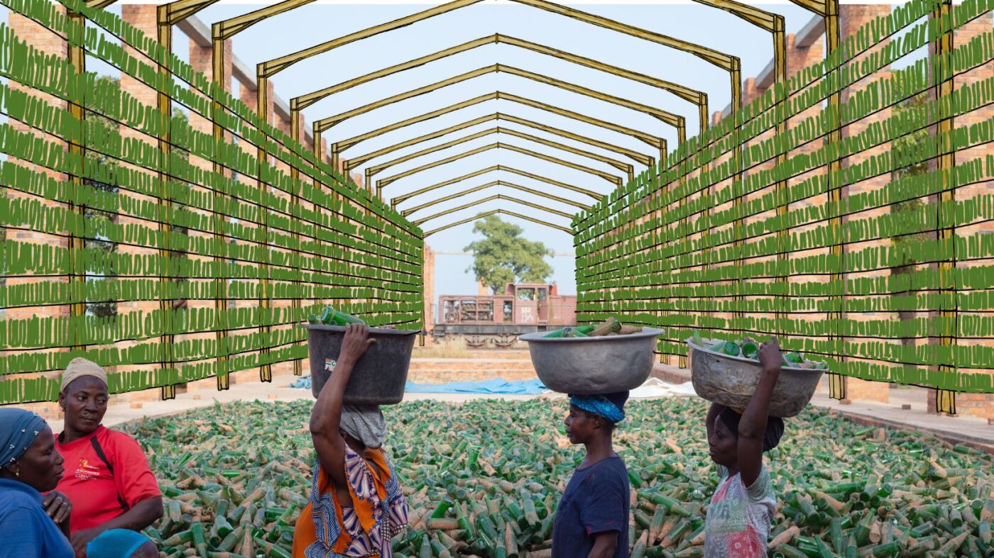 Official exhibition visual for Ibrahim Mahama’s The Harvest Season at Fondation Cartier in Paris